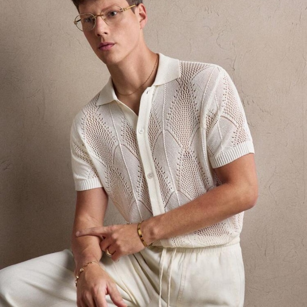 Men's Cream Knit Shirt